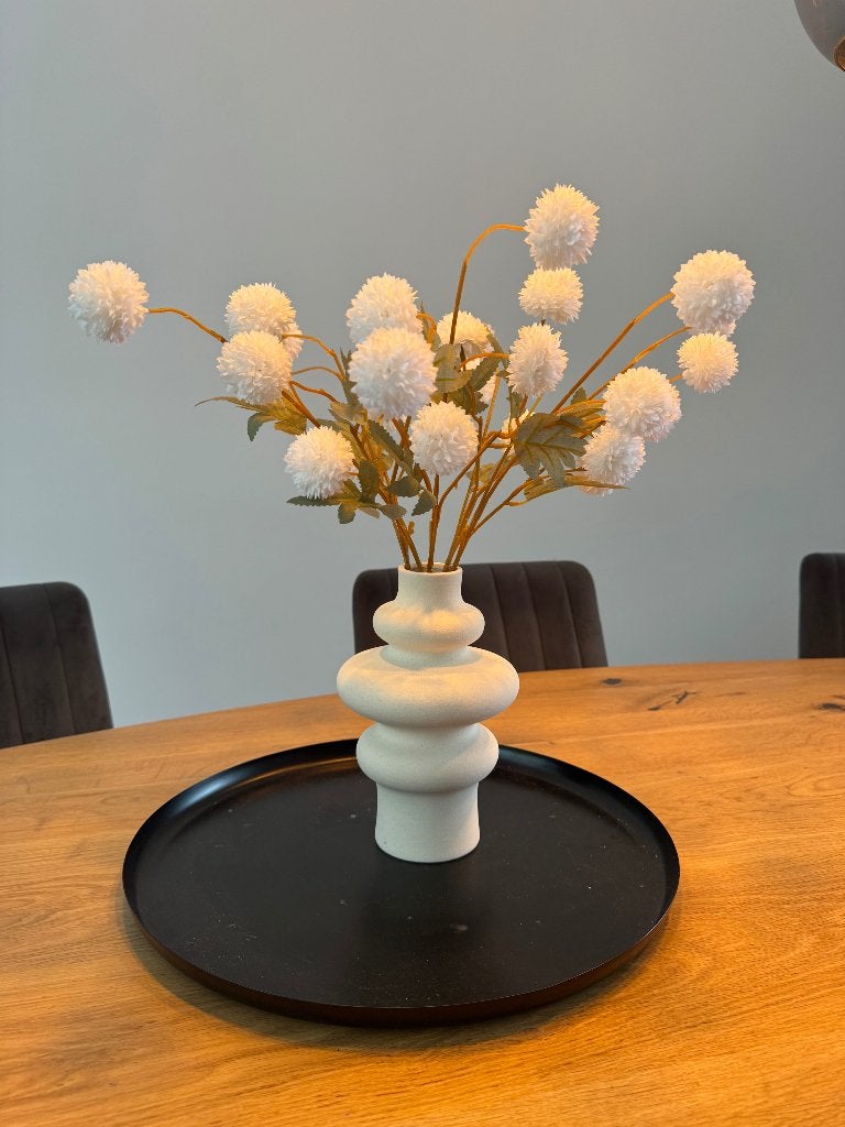 Zijdeboeket pompoms, 5 takken van 5 bloemen, 52cm wit, Binnen, Nieuw, Textiel, Ophalen of Verzenden