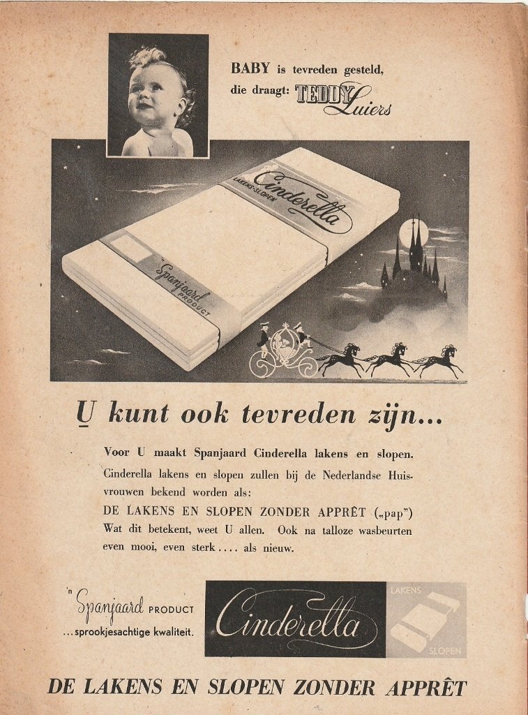 Retro reclame 1952 Teddy luiers de tevreden baby, Verzamelen, Retro, Verzenden, Overige typen