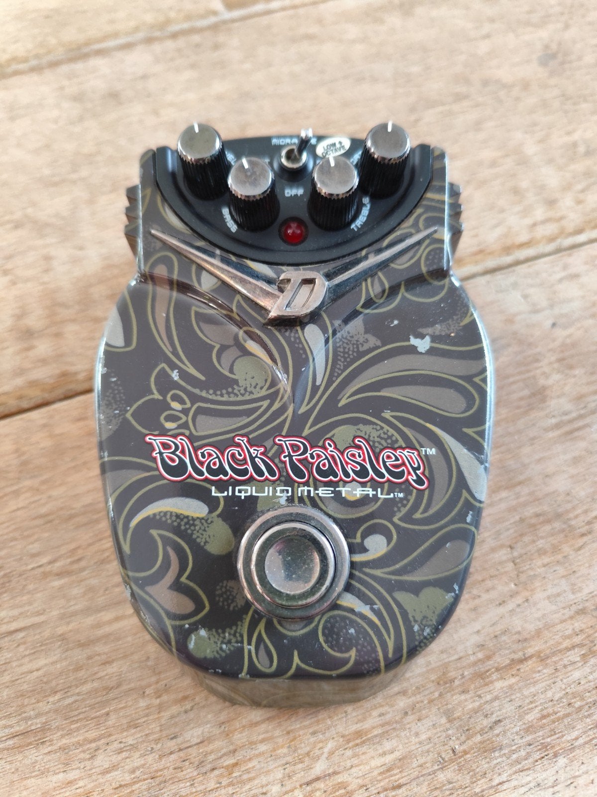 Danelectro Black Paisley Liquid Metal Distortion Pedaal, Ophalen of Verzenden, Gebruikt, Distortion, Overdrive of Fuzz