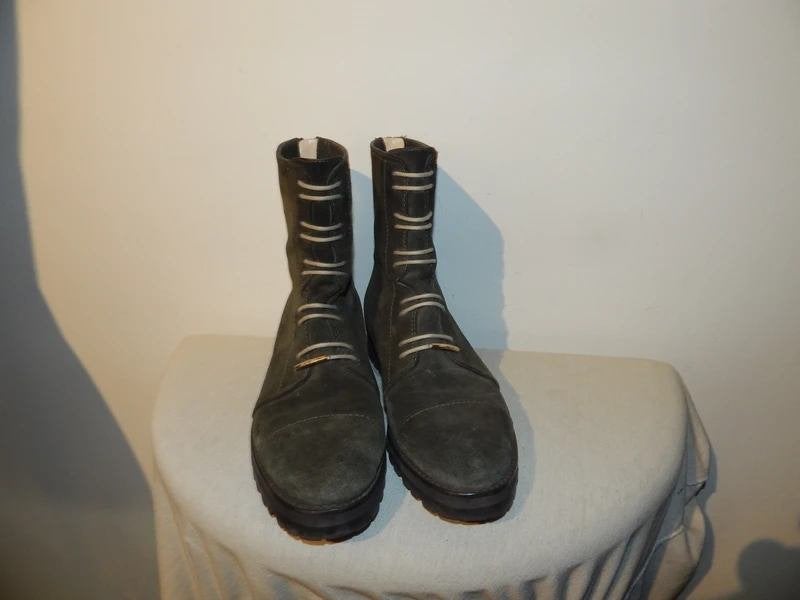 Jimmy Choo suede laarzen veter look goud merklabel ZGAN 38.5, Verzenden, Lage of Enkellaarzen, Zo goed als nieuw, Jimmy Choo