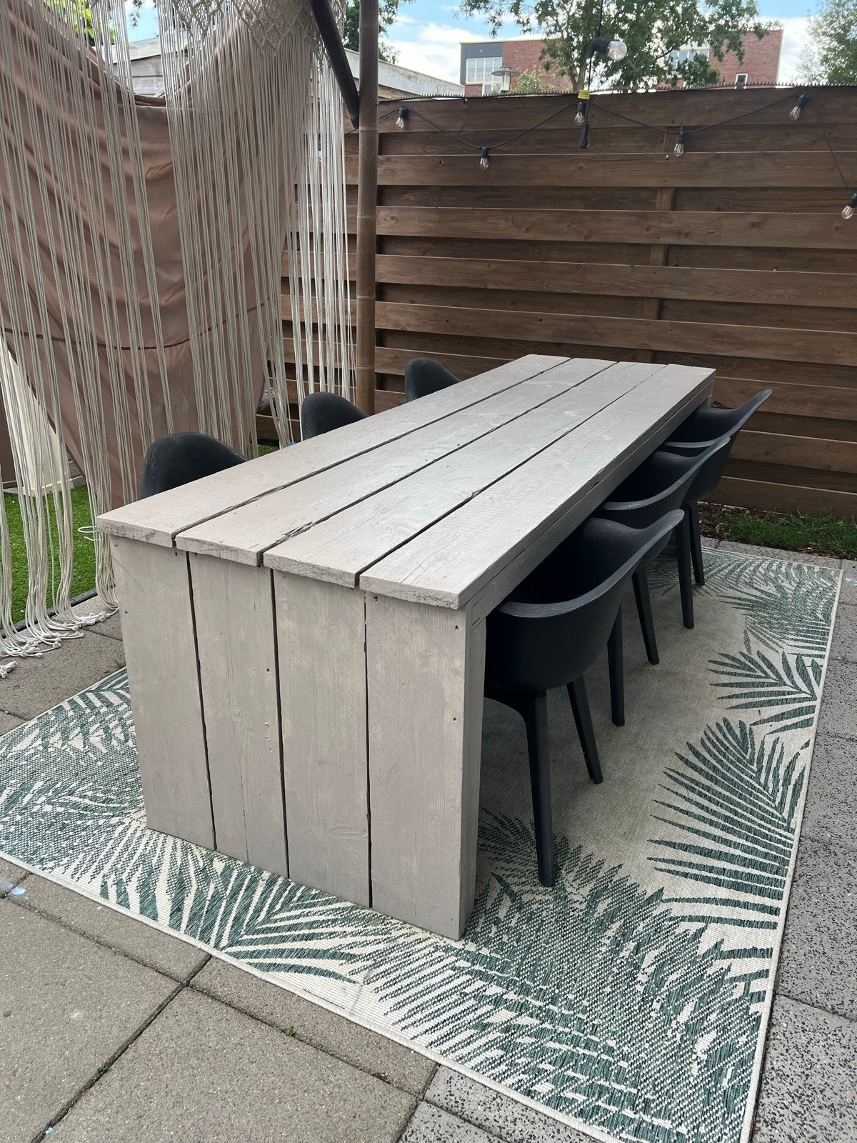 Tuintafel met 6 stoelen, Tuin en Terras, Tuintafels, Ophalen, Gebruikt, Rechthoekig, Hout