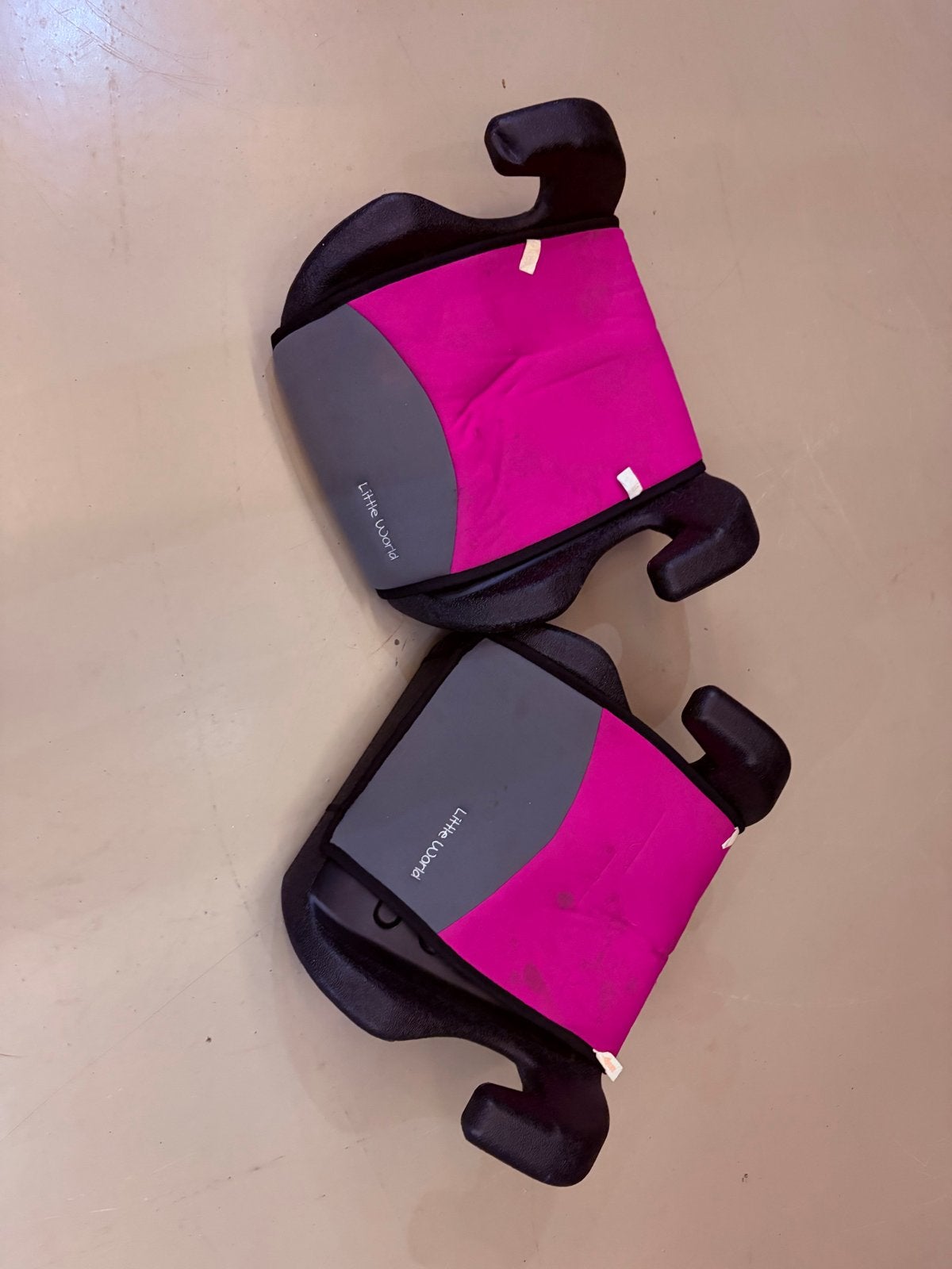 2x Little World zitverhoger roze/grijs, 15 t/m 36 kg, Afneembare rugleuning, Ophalen, Overige merken
