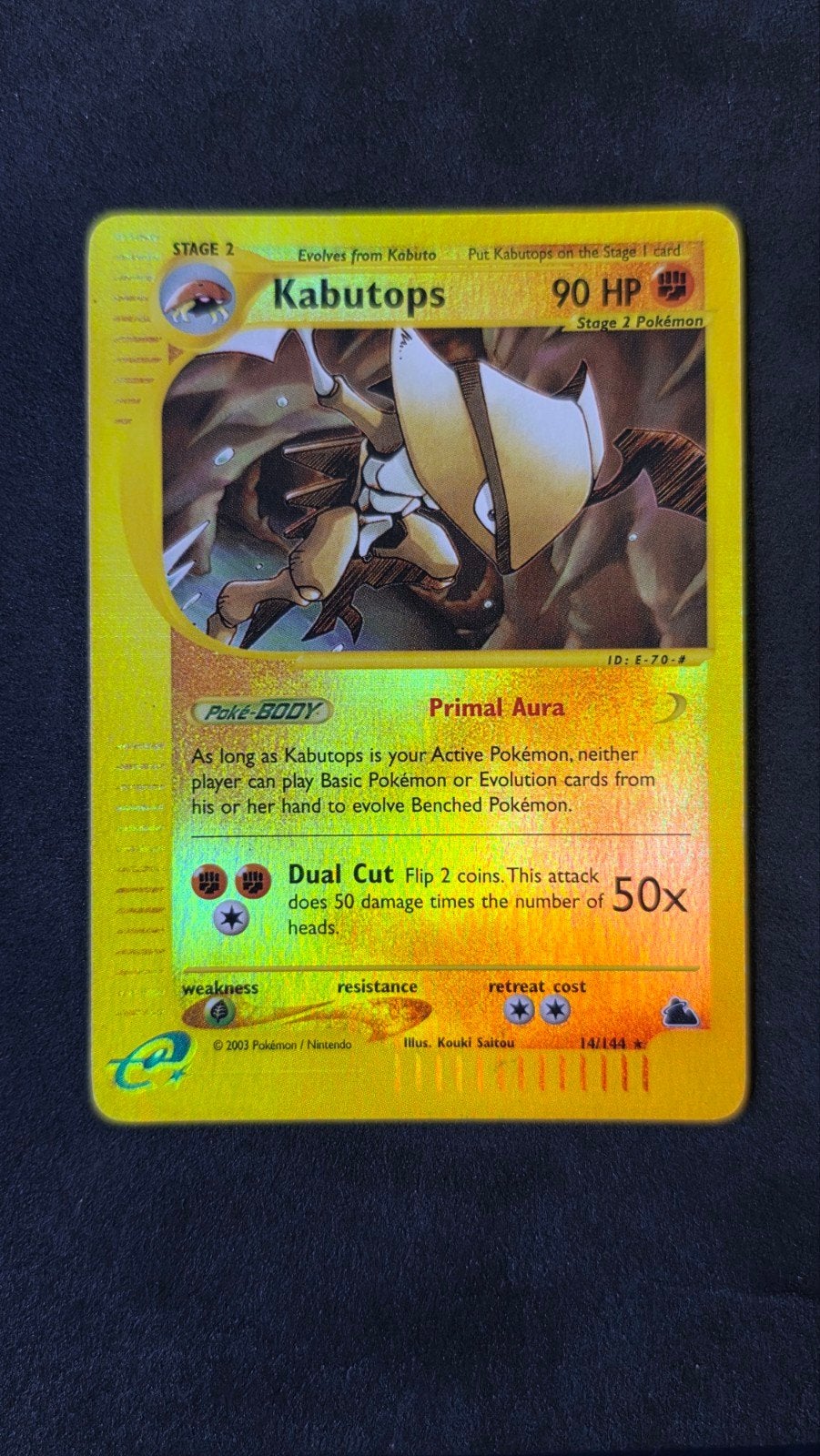Kabutops Holo Reverse Holo Pokémon Kaart 14/144 Skyridge, Ophalen of Verzenden, Zo goed als nieuw, Losse kaart, Foil
