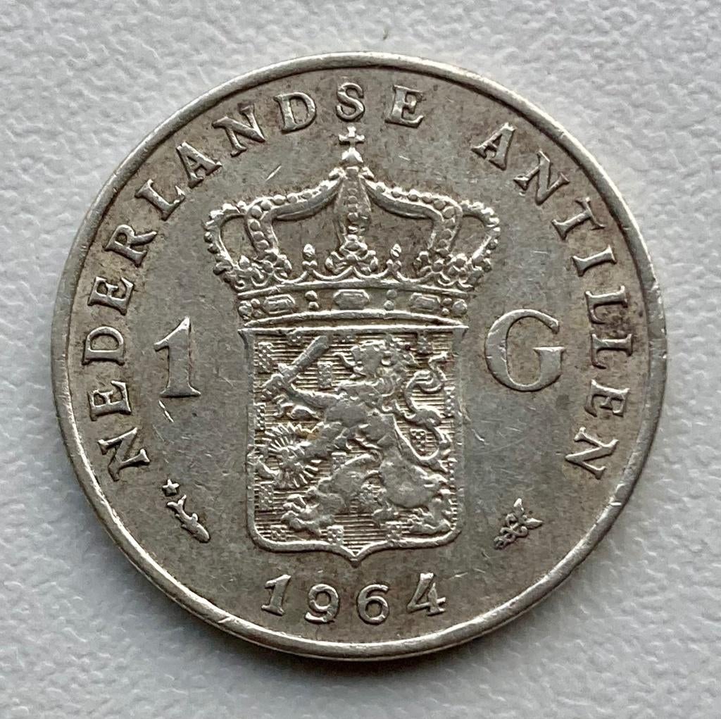 Zilveren Gulden Nederlandse Antillen 1964, 1 gulden, Koningin Juliana, Verzenden, Zilver