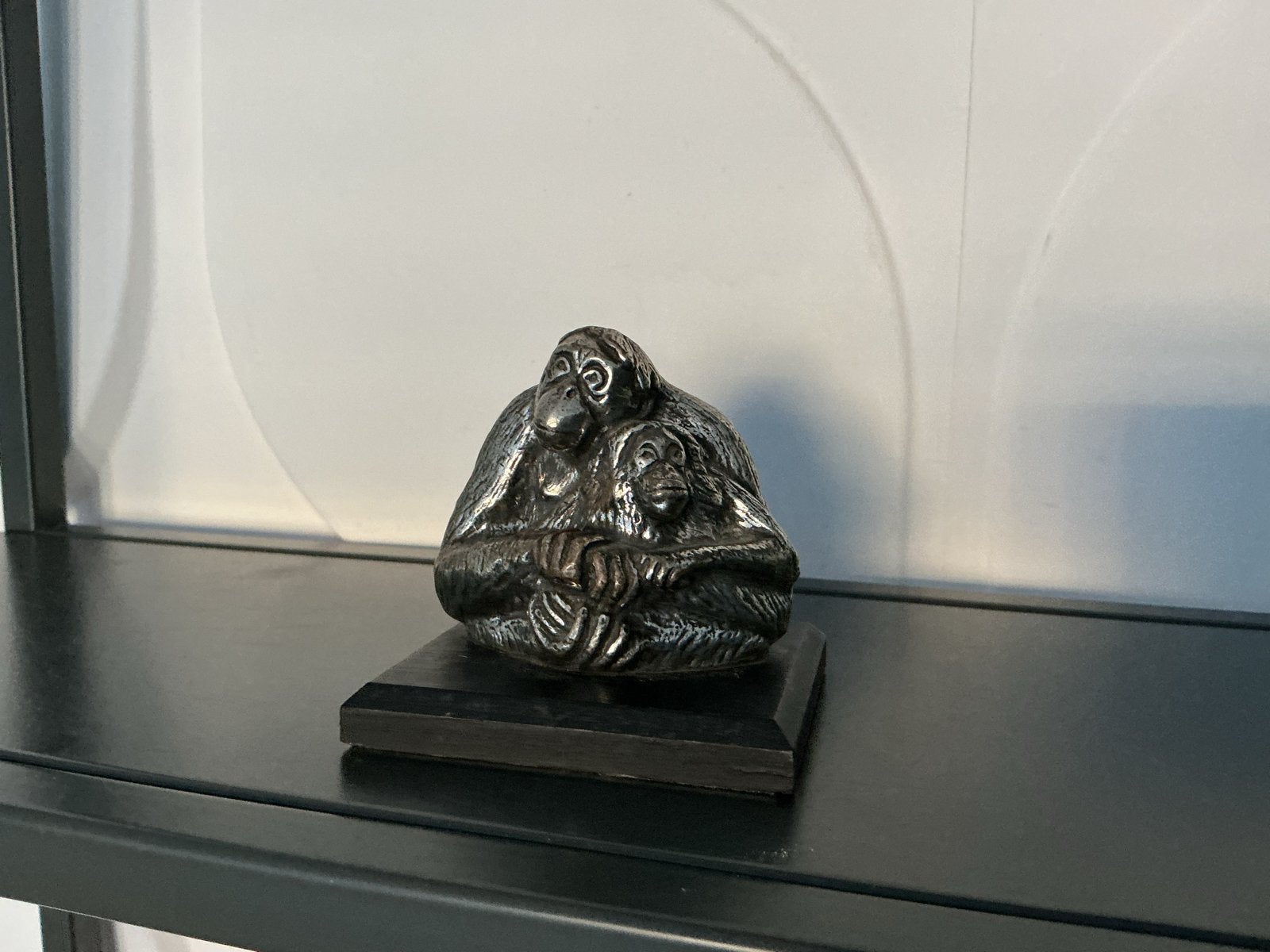 WWF Verzilverde Orang-oetan met Jong Beeldje, Zilver, Minder dan 20 cm, Ophalen of Verzenden, Zoogdier