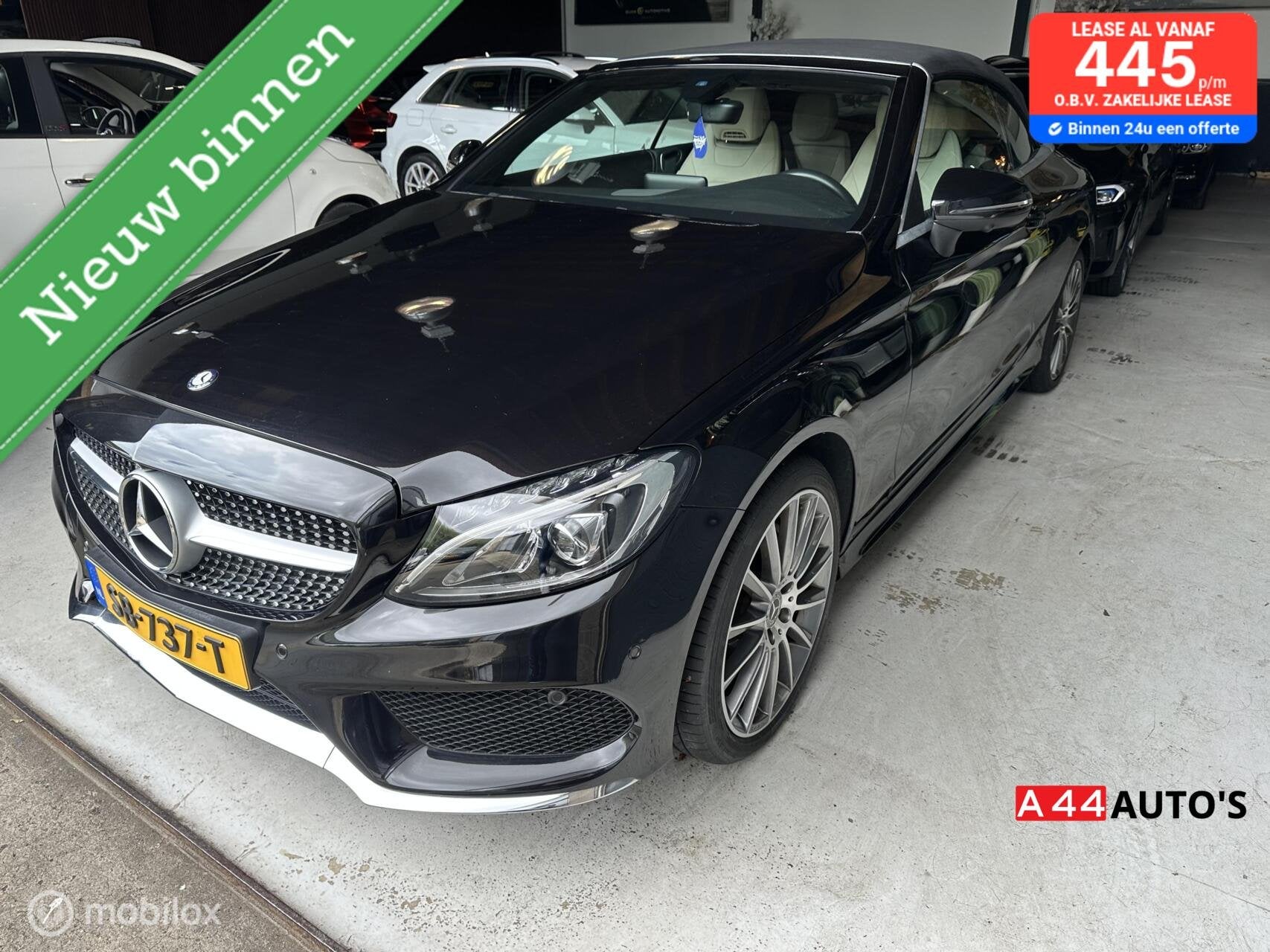 Mercedes C-klasse Cabrio 180 Edition 1*NL AUTO*NAP✅*56180K, Auto's, Automaat, 1800 kg, Cabriolet, Zwart