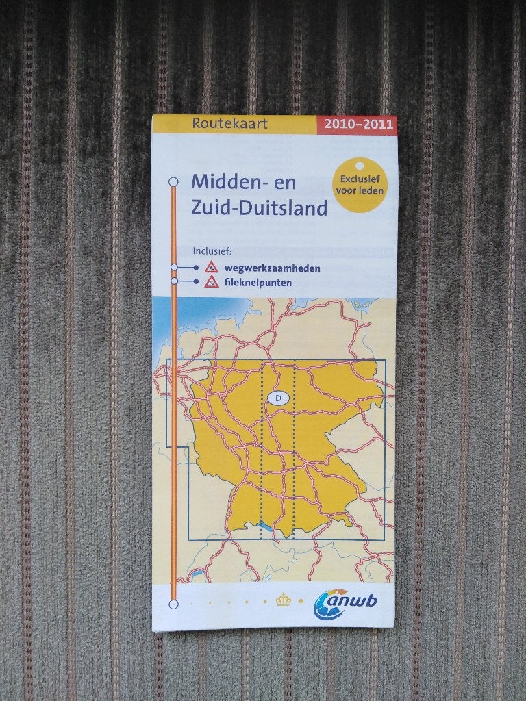 ANWB Routekaart Midden - En Zuid Duitsland - 2010/11, Verzamelen, Ophalen of Verzenden, Zo goed als nieuw