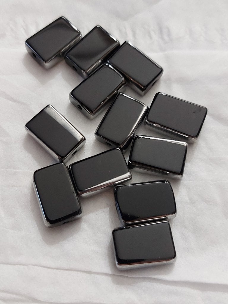 Zwart met zilver bewerkte glaskralen, Verzenden, Nieuw, Kraal
