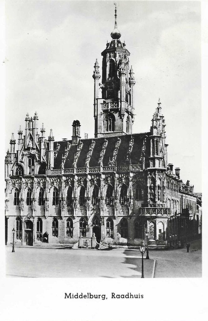 Middelburg- -Raadhuis., Verzamelen, Ophalen of Verzenden, 1940 tot 1960, Gelopen, Zeeland
