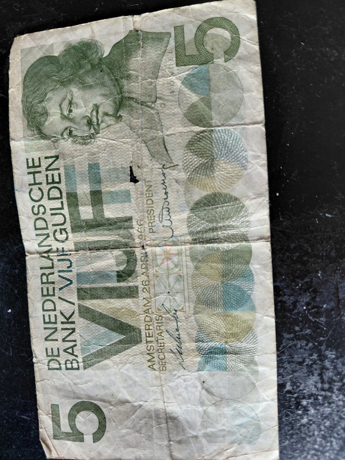 Zeldzaam 5 Gulden Vondel - Oude Nederlandse bankbi, Ophalen of Verzenden