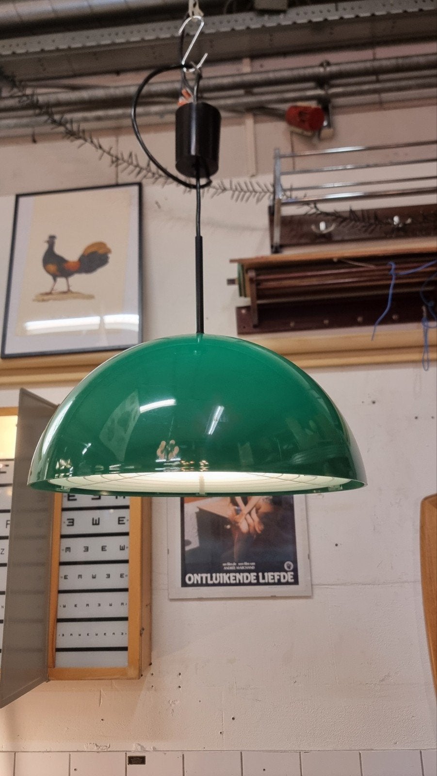 Vintage ufolamp jaren 70 groene kunststof, Kunststof, ,, Ophalen of Verzenden, ,