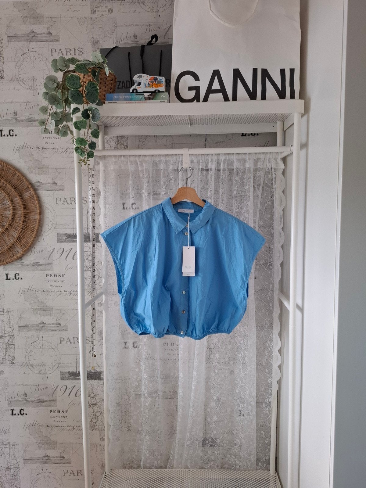 By-Bar Bieke Poplin blouse aquarius blauw maat L nieuw, By bar, Blauw, Maat 42/44 (L), Nieuw