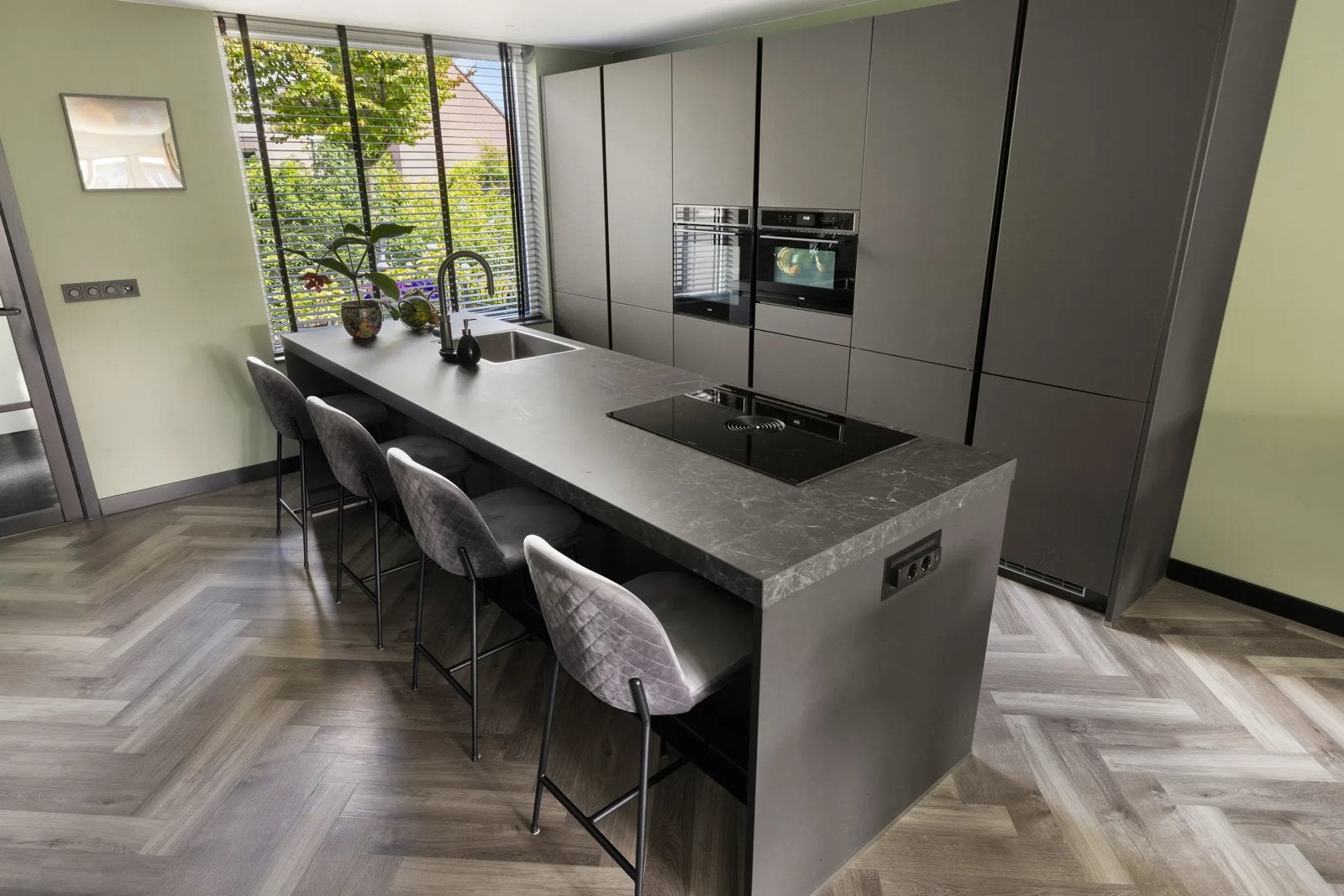 Keramiek keukenblad 306x95 cm + Quooker kraan + spoelbak, Ophalen, Zo goed als nieuw
