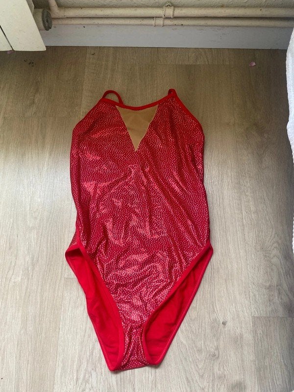 Turnpakje, Rood Glimmend, Maat M, ZGAN, Verzenden, Maat 36 t/m 42, Zo goed als nieuw, Turnpak(je)