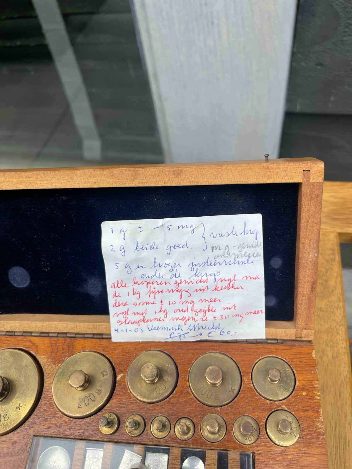 Antieke Precisie Weegschaal met Gewichten in Houten Kistje, Ophalen