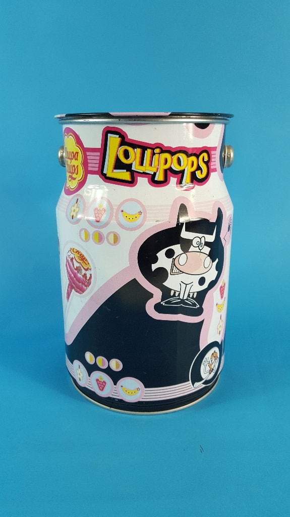 Chupa Chups lolly's opbergblik, blik, 25 cm hoog. S6, Verzamelen, Blikken, Ophalen of Verzenden, Gebruikt, Koek(jes)