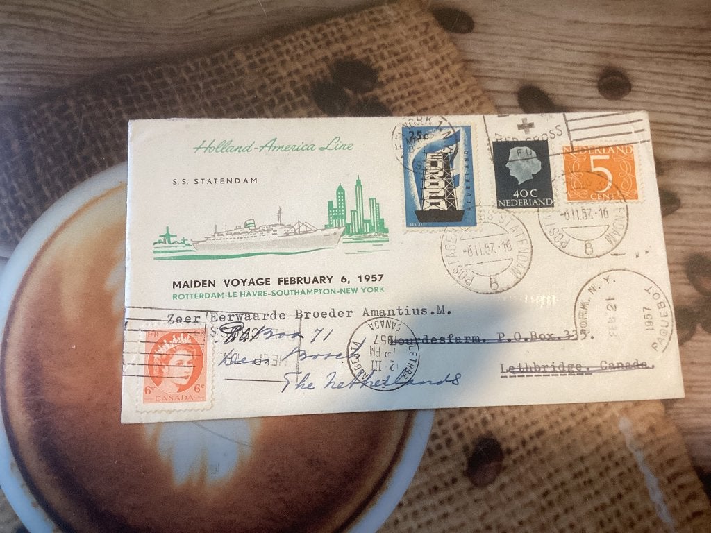 No4687 Holland Amerika lijn 6-2-1957 klein formaat Heb ook N, Postzegels en Munten, Ophalen of Verzenden, Onbeschreven, Nederland