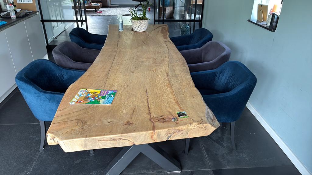 Goossens Wonen eetkamerstoelen peda set 6 (4 blauw/2 grijs), Huis en Inrichting, Stoelen, Blauw, Nieuw, Ophalen of Verzenden, Stof