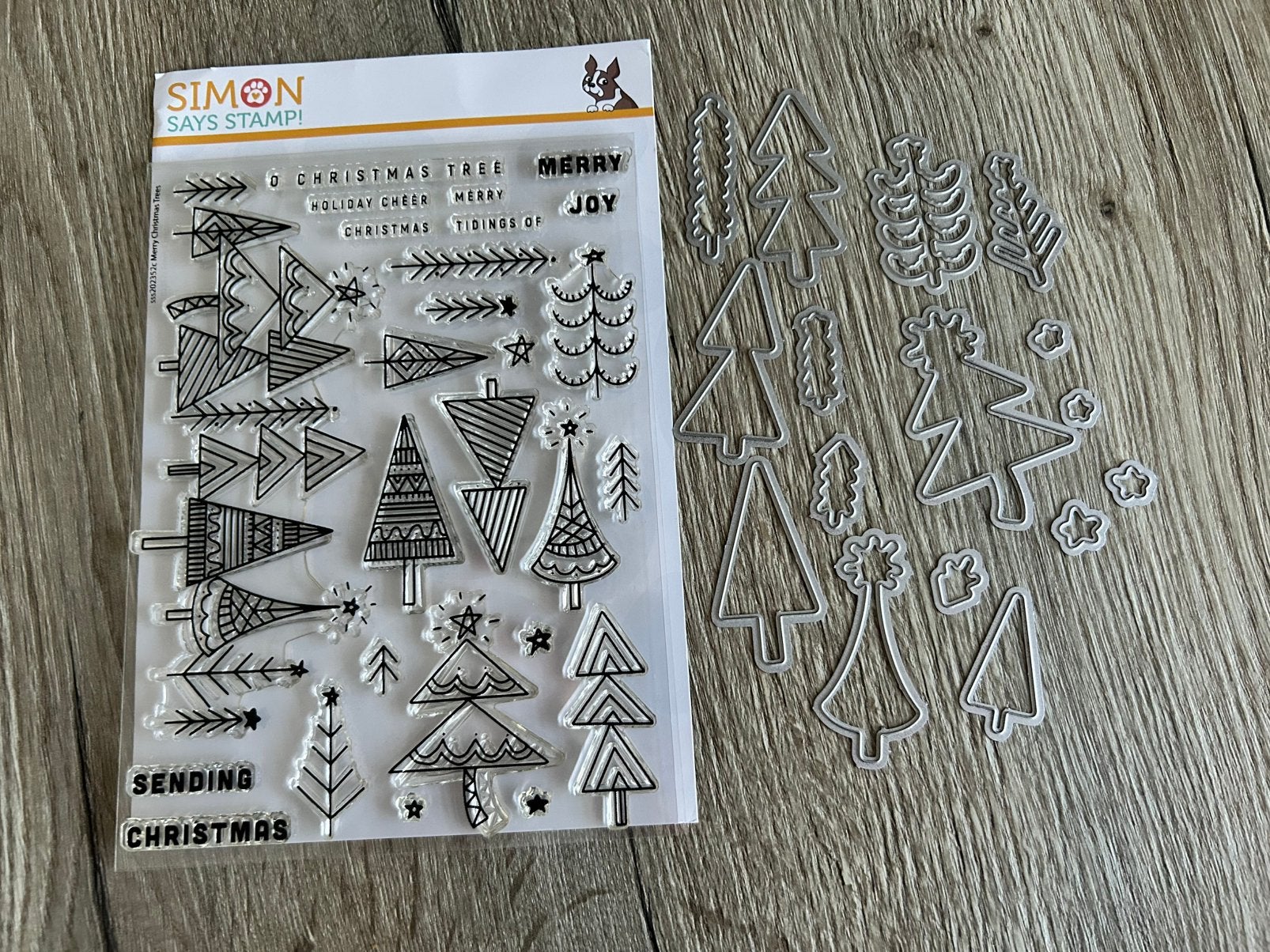 Simon Says Stamp Merry Christmas Trees stempels en mallen, Ophalen of Verzenden, Zo goed als nieuw, Clearstamp