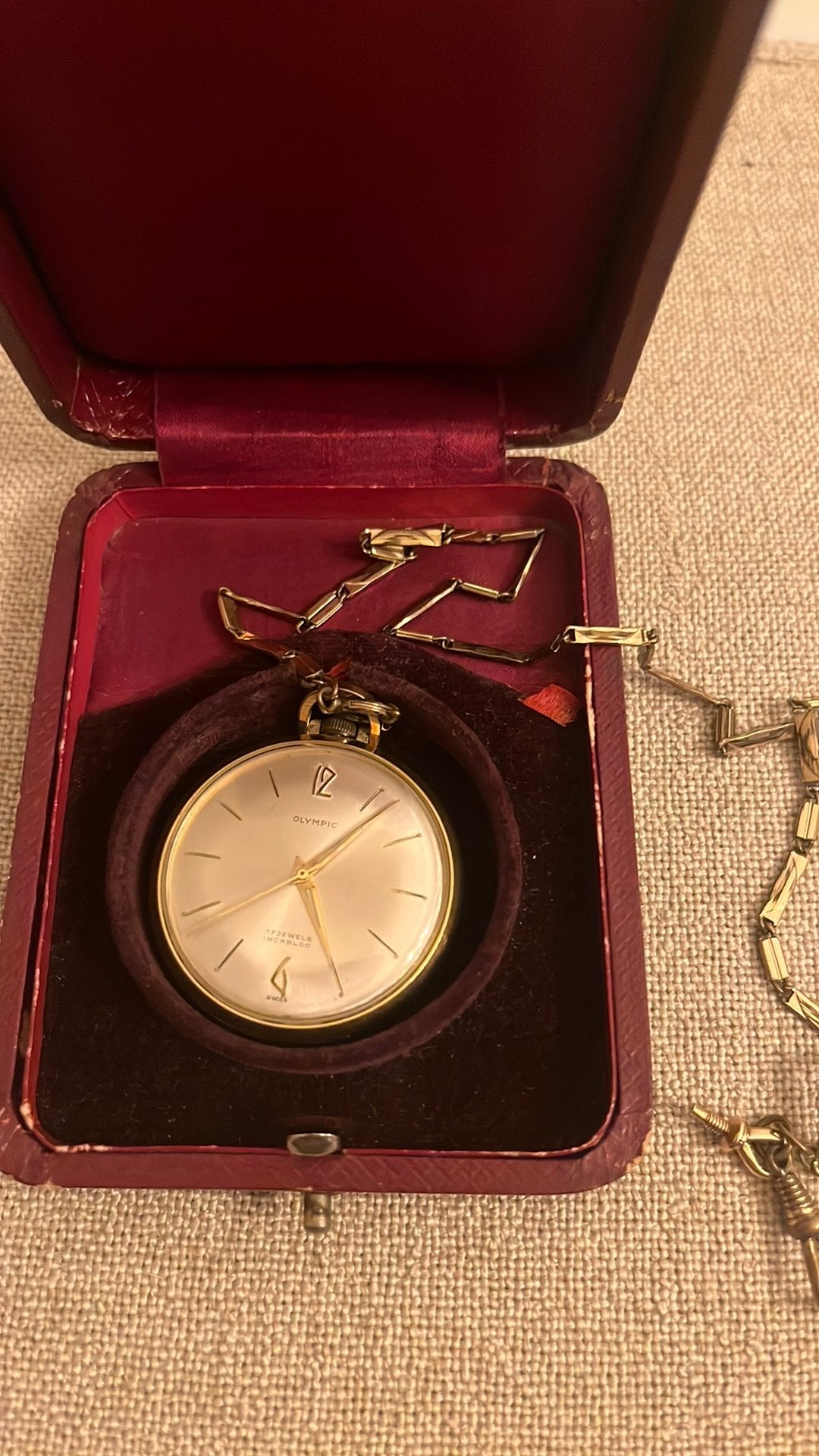 OLYMPIC vintage zakhorloge UNIEK en WERKEND, Overige merken, Zakhorloge, 1930 tot 1960, Ophalen of Verzenden