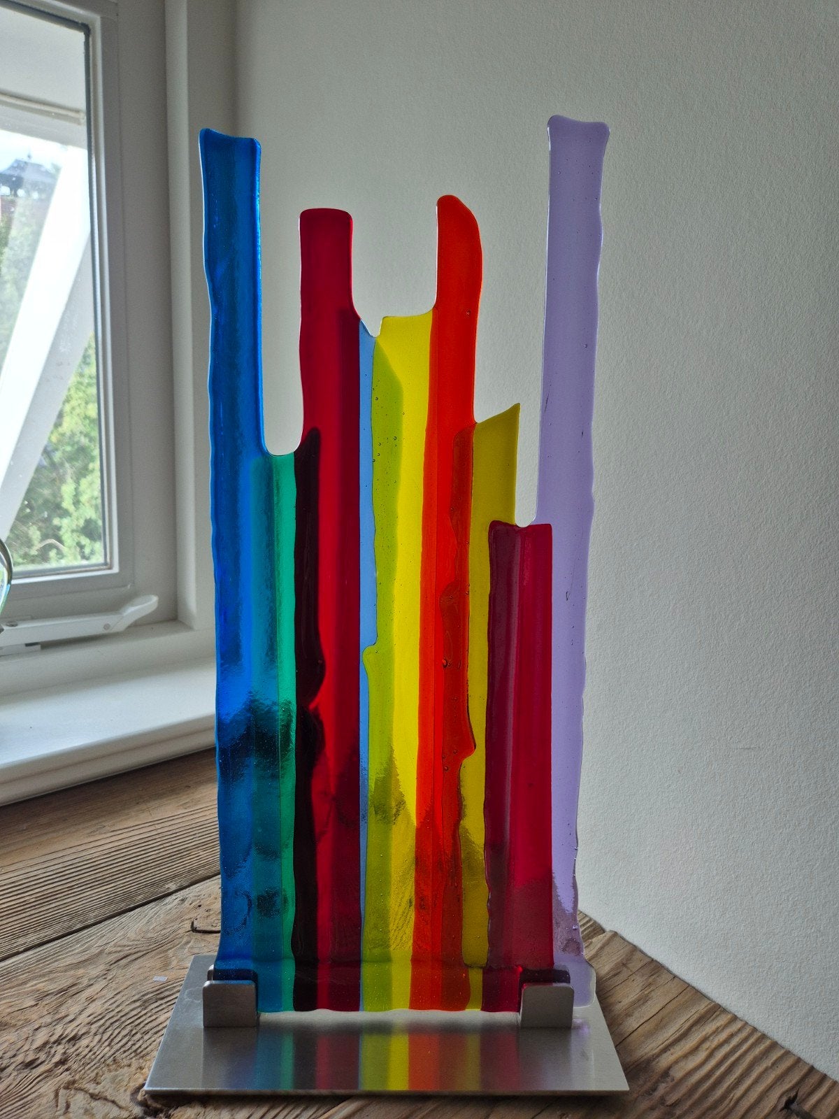 Handgemaakt glazen kunstwerk - Regenboog kleuren, Antiek en Kunst, Ophalen
