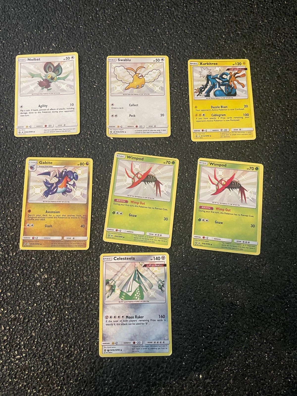 Pokémon kaarten - Set van 7 glimmende kaarten, Ophalen of Verzenden, Zo goed als nieuw, Meerdere kaarten, Foil
