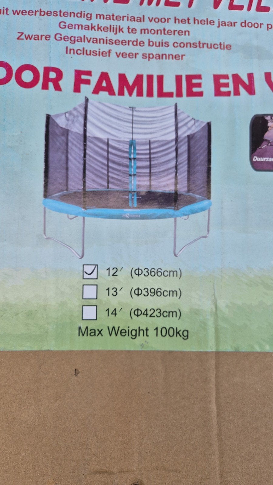 Vangnet met staanders voor trampoline 3.66m (Cranenbroek), Ophalen of Verzenden, Nieuw