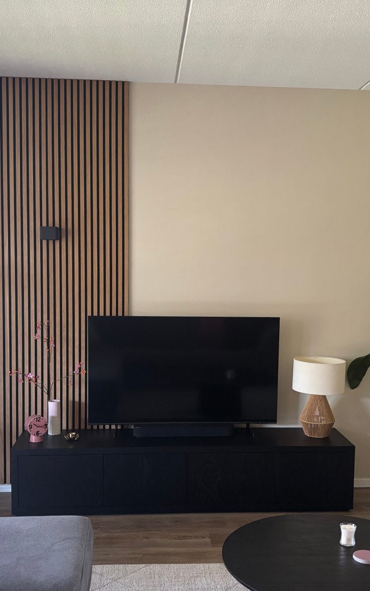 Tvmeubel Barcelona zwart 208cm, Ophalen, Eikenhout, Zo goed als nieuw, 200 cm of meer