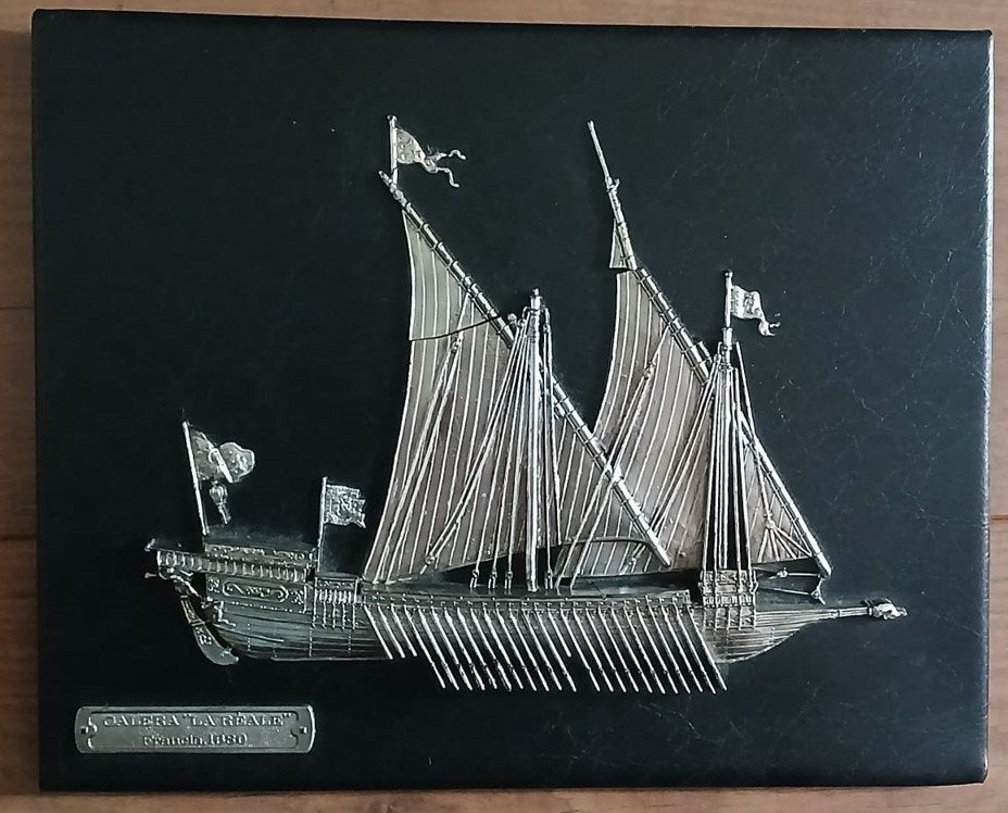 Zeldzame Vintage 3D Wandrelief Galera „La Reale” 1680, Gebruikt, 30 cm, 24 cm, Zwart
