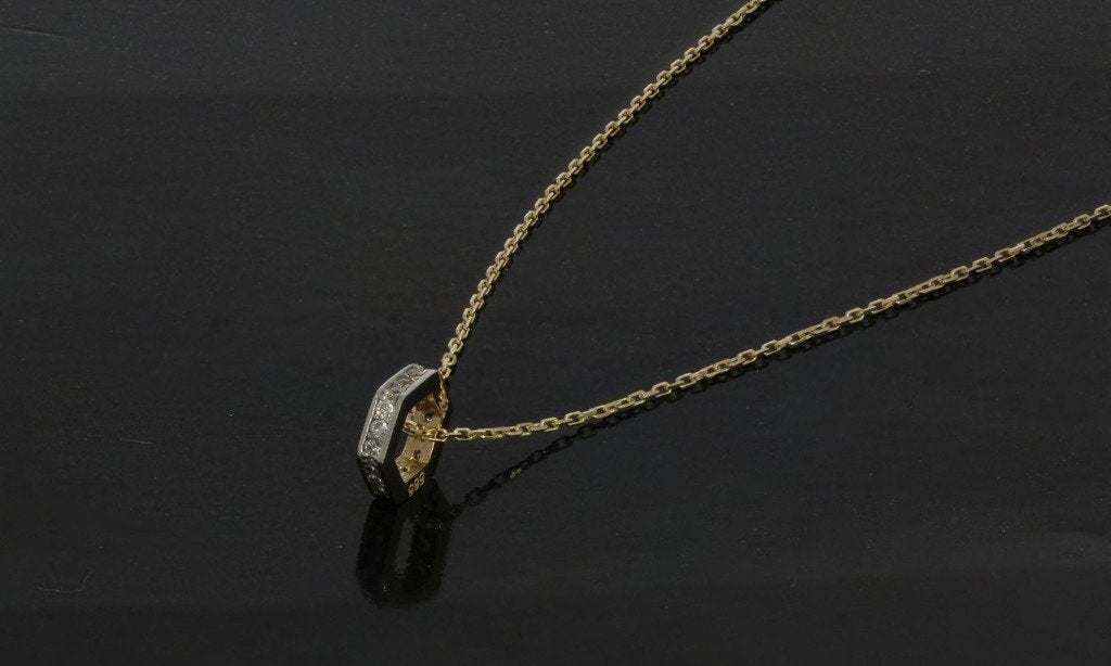 Fraaie nieuwe 14k gouden ketting en hanger zirkonia briljant