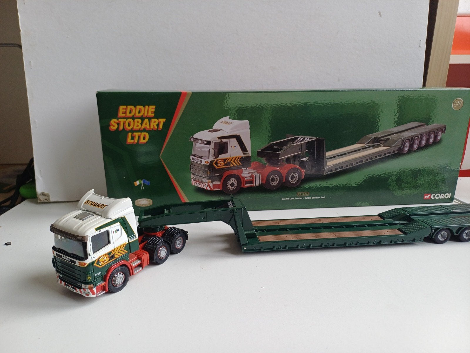 Scania 124L lowloader Eddie Stobart Corgi 1:50 truck, Ophalen of Verzenden, Zo goed als nieuw, Bus of Vrachtwagen, Corgi