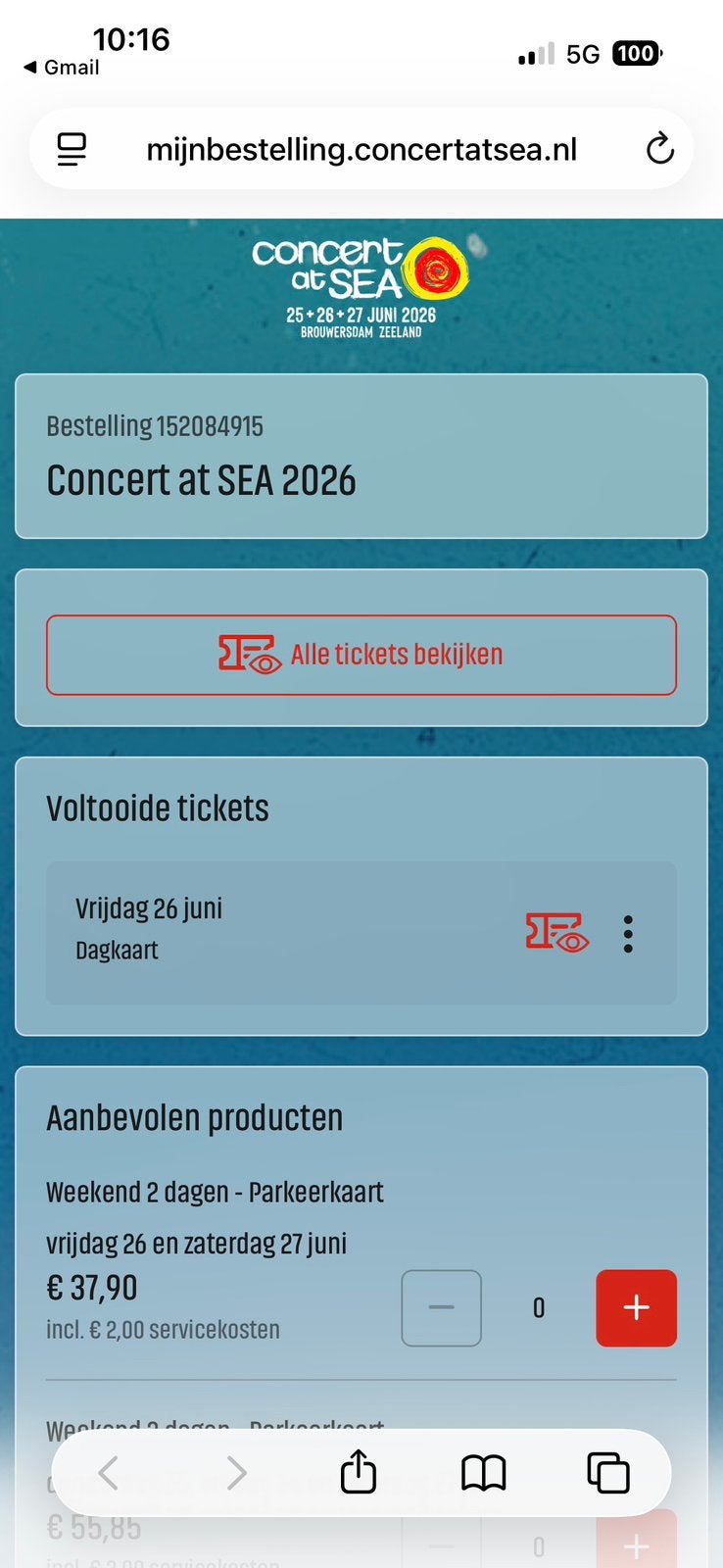 Vrijdagticket CAS, Eén persoon, Overige soorten