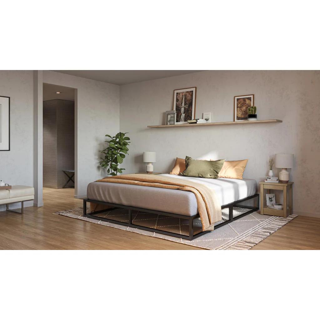 Emma metalen bed frame lattenbodem zwart 140x200 cm bedframe, Zwart, Tweepersoons, Zo goed als nieuw, 200 cm