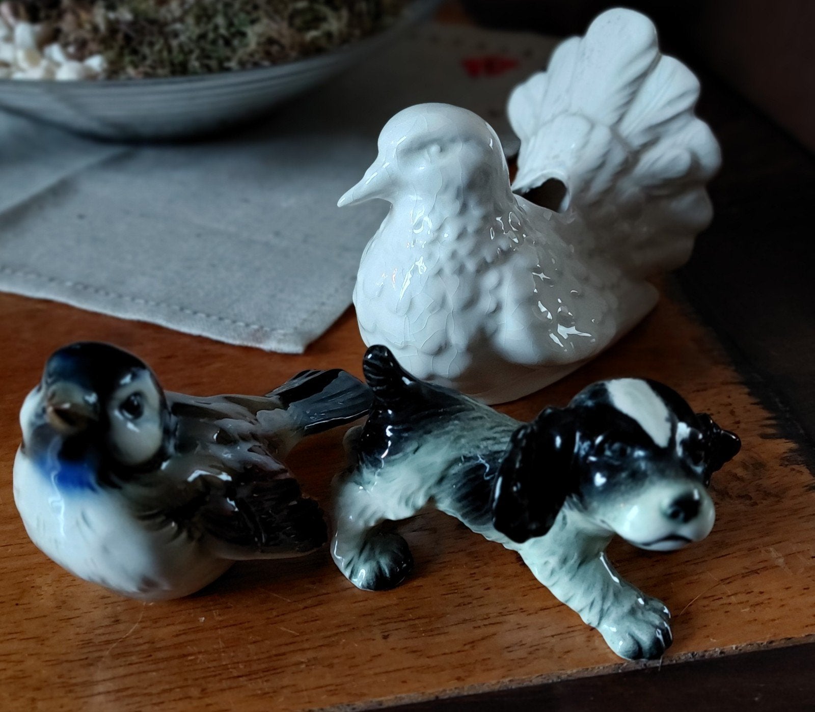 Vintage Goebel Porseleinen Beeldjes: Hond, Duif, Vogel, Ophalen of Verzenden