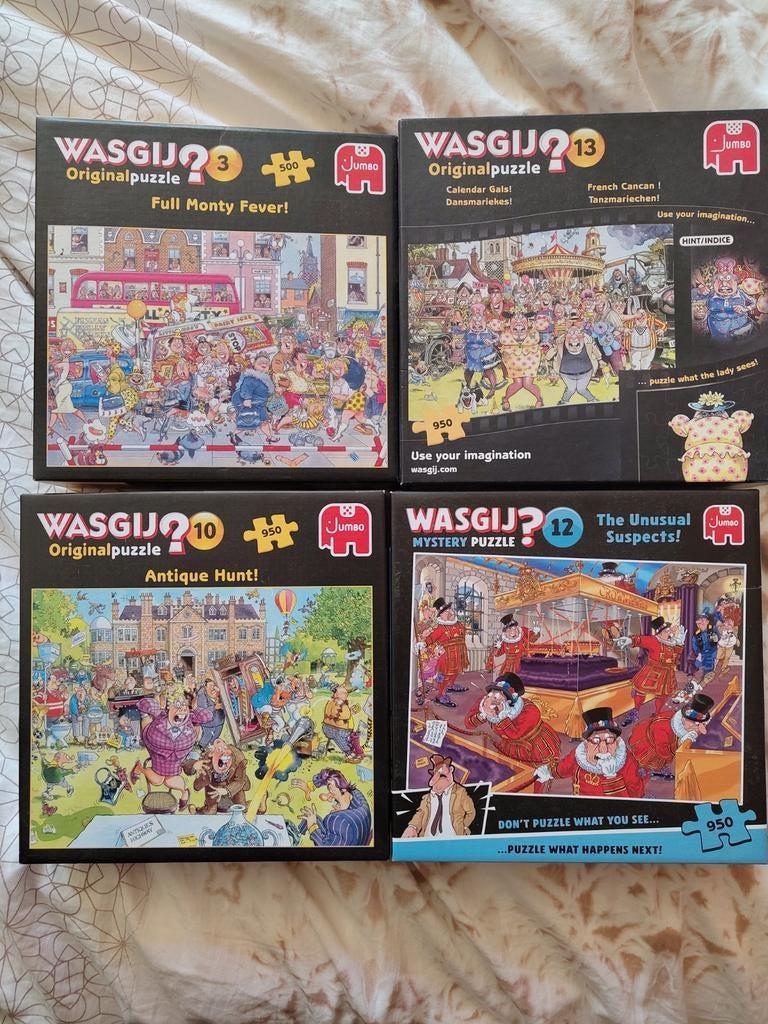 4 wasgij puzzels, Ophalen of Verzenden, 500 t/m 1500 stukjes, Zo goed als nieuw