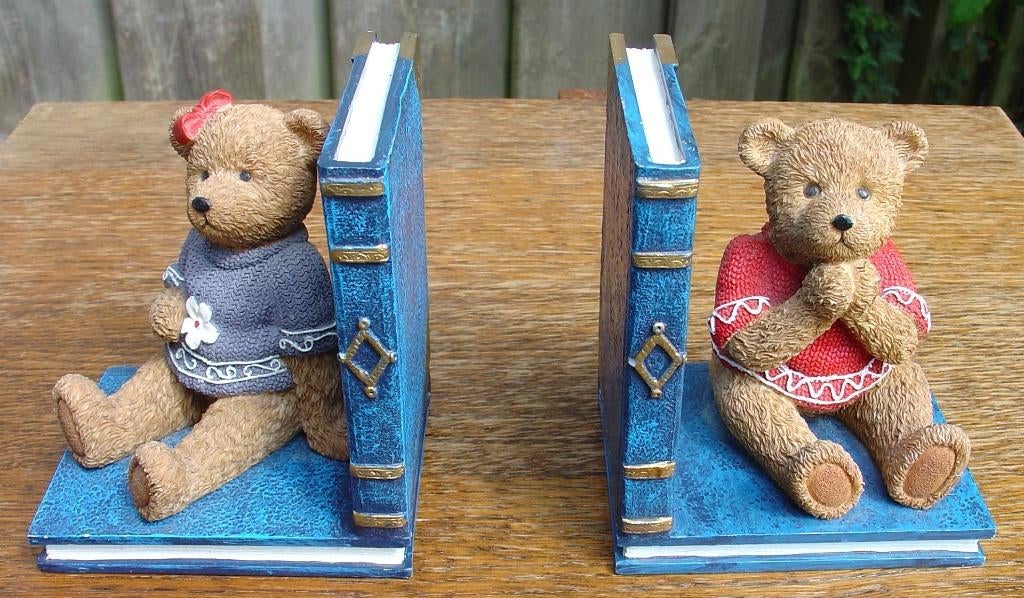 Vintage Teddybeer Boekensteunen (Set van 2), Meerkleurig, Overige materialen, Ophalen of Verzenden, Klassiek