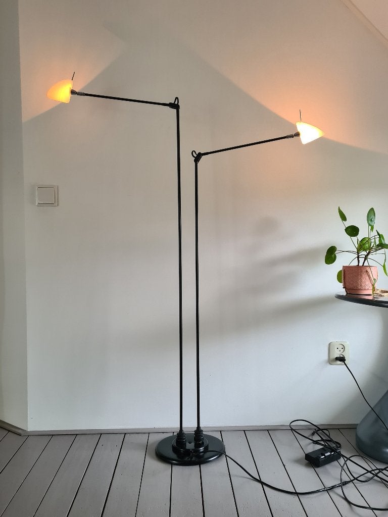 Pola Amstelveen lamp 2 armen vintage, Gebruikt, Vintage, Ophalen of Verzenden, Glas
