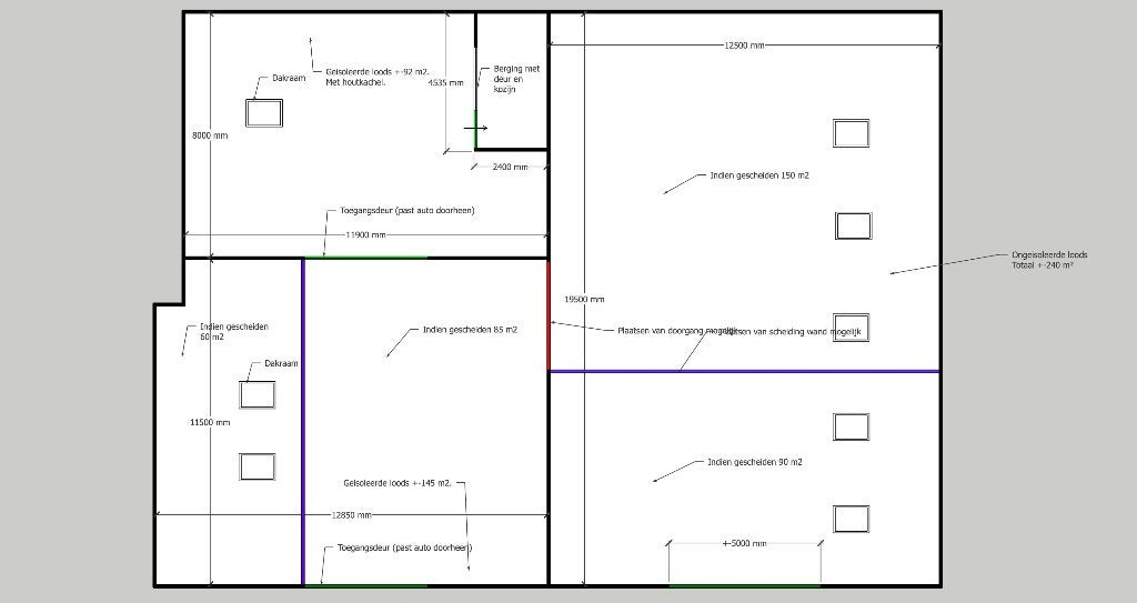 Te huur: Loodsen van 60/85/90/92/150 of 240m2 per 1 oktober, 240 m², Huur, Bedrijfsruimte