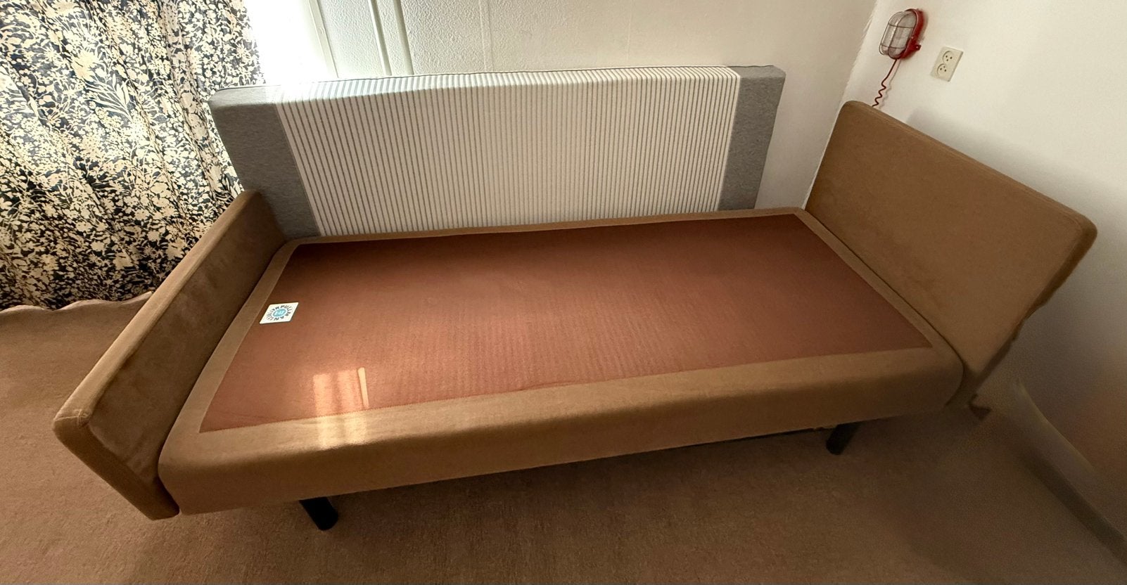 Pullman boxspring 90x200 met nieuw matras, Ophalen, 90 cm, Eenpersoons, Bruin