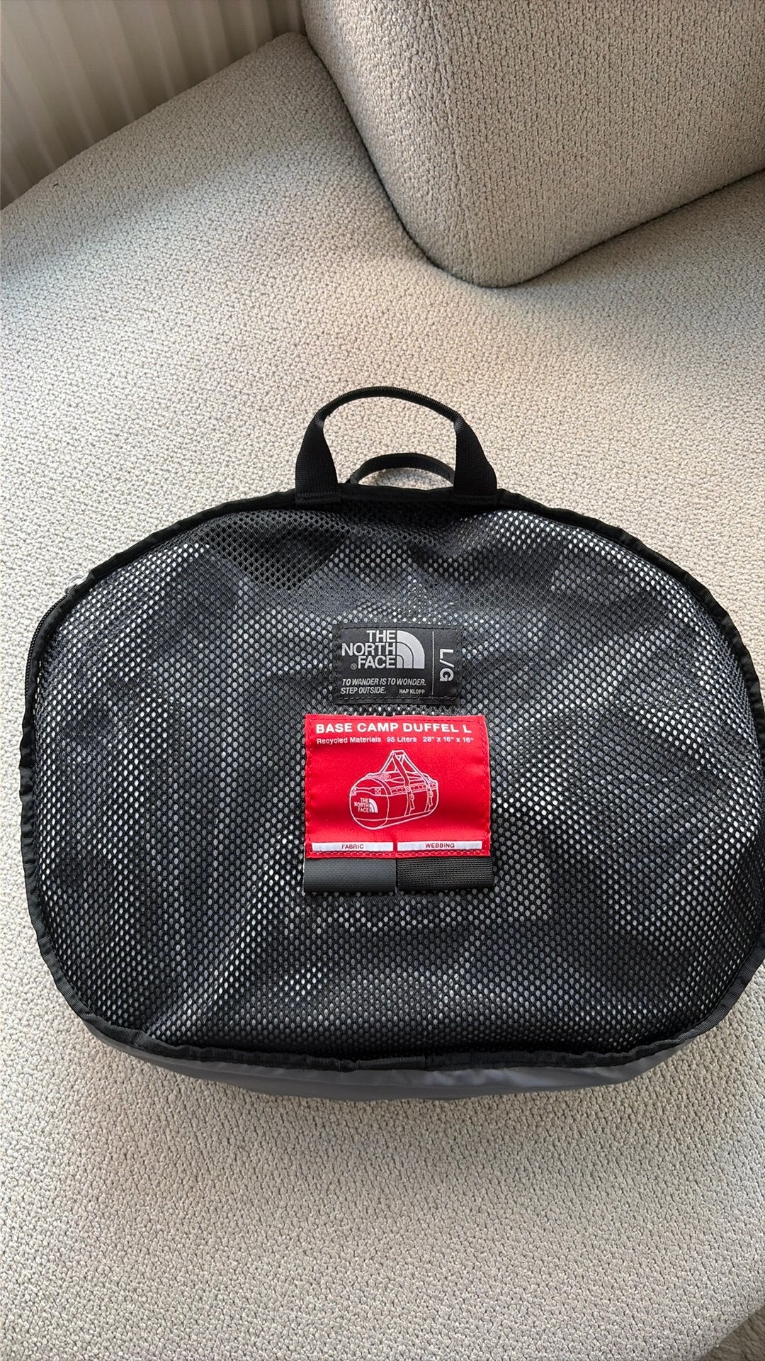 The North Face Base Camp Duffel L 95 liter Black/White, 30 cm of meer, Zwart, Nieuw, Ophalen of Verzenden