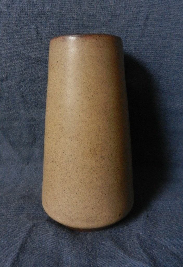 Beige / bruin geglazuurd konisch vaasje Zaalberg h. 10,3 cm, Ophalen of Verzenden