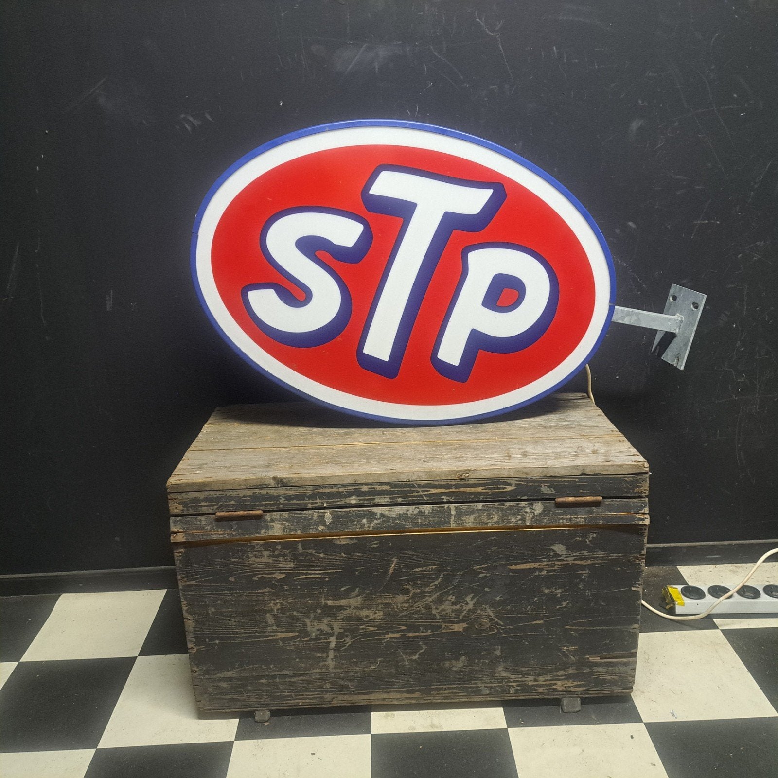 STP Motoroils Vintage lichtbak '80er jaren, Ophalen, Gebruikt, Lichtbak of (neon) lamp