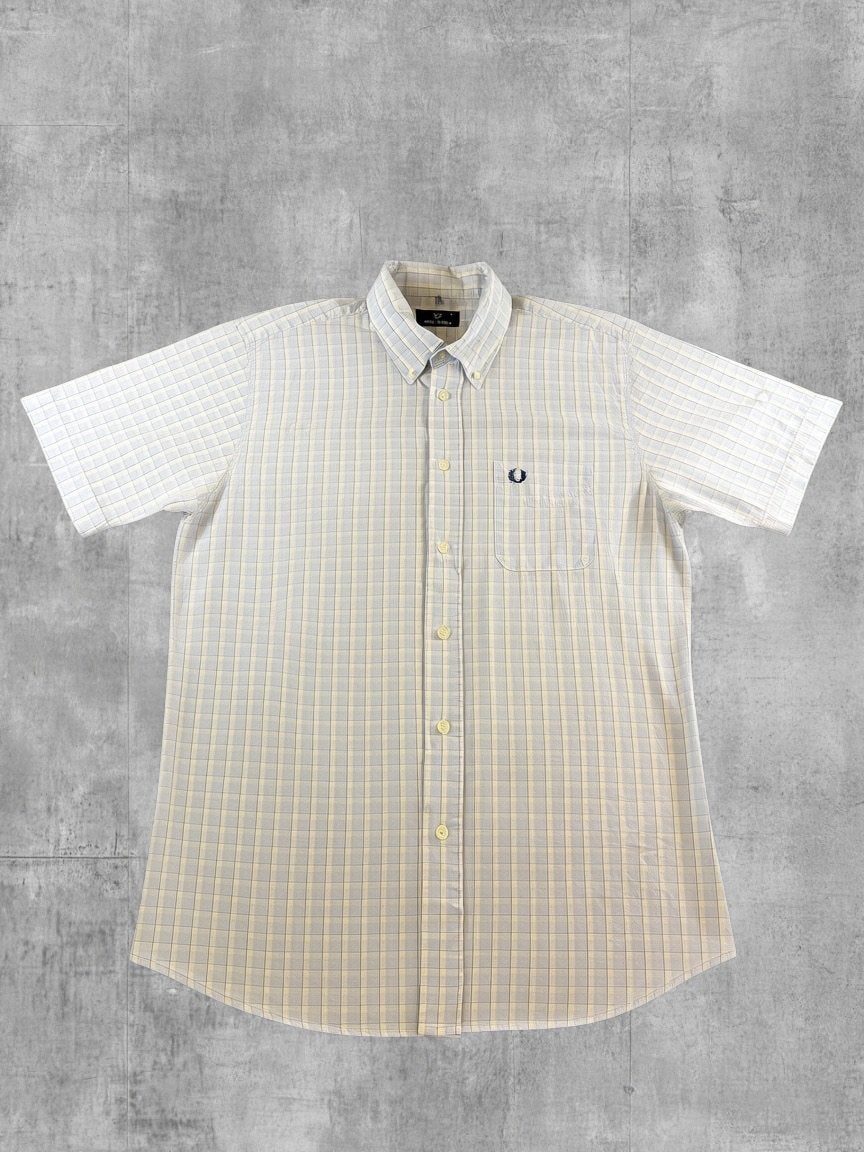 Fred Perry blouse grijs geruit heren maat L overhemd flanel, Reichenbachstrasse 12, 80469 München, Duitsland, Verzenden, Zo goed als nieuw