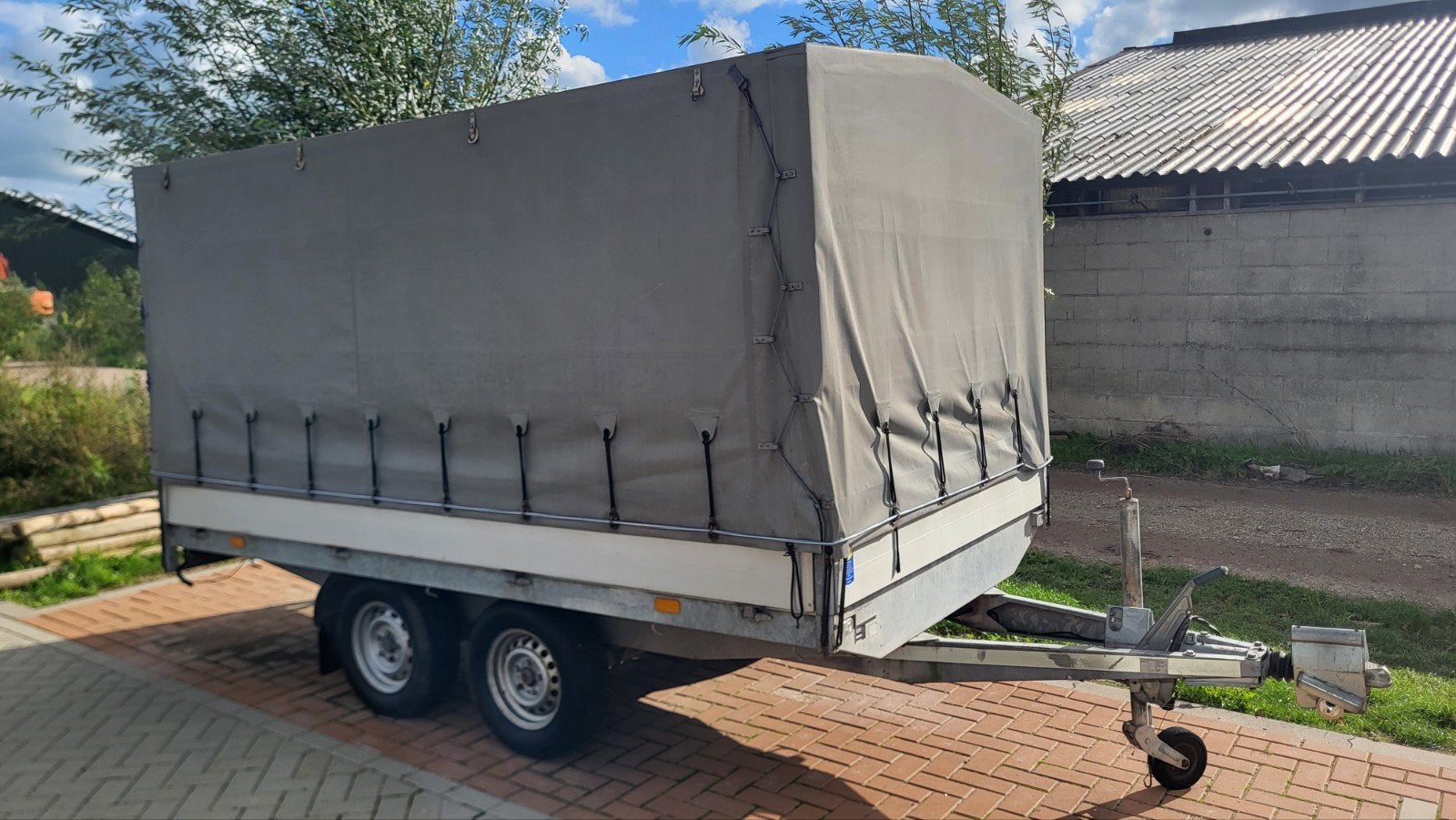 huifaanhanger Hapert Dubbelasser plateau wagen, Auto diversen, Ophalen, Gebruikt