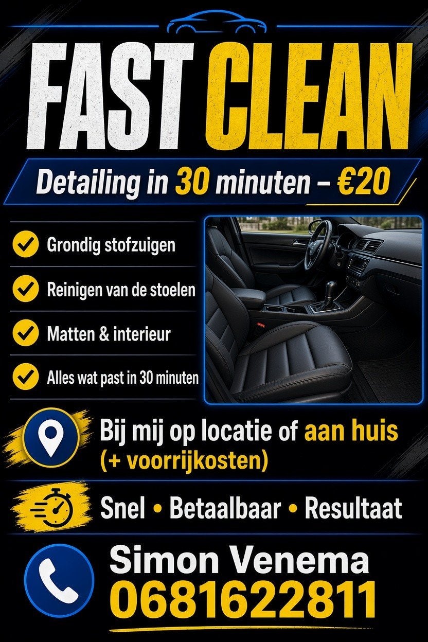 Fast Clean, Autodetailing in 30 minuten., Komt aan huis