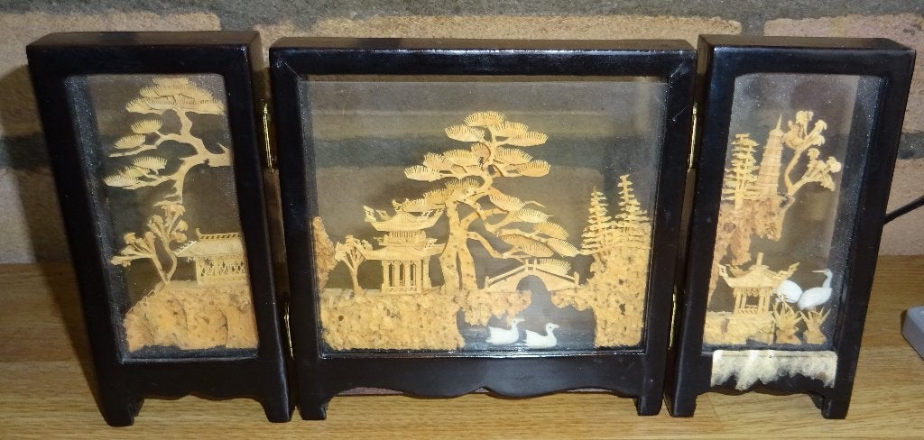 San You – Chinese Kunst – landschap van kurksnijwerk, Houtsnijwerk, Natuurlijk materiaal, Ophalen of Verzenden, Handgemaakt