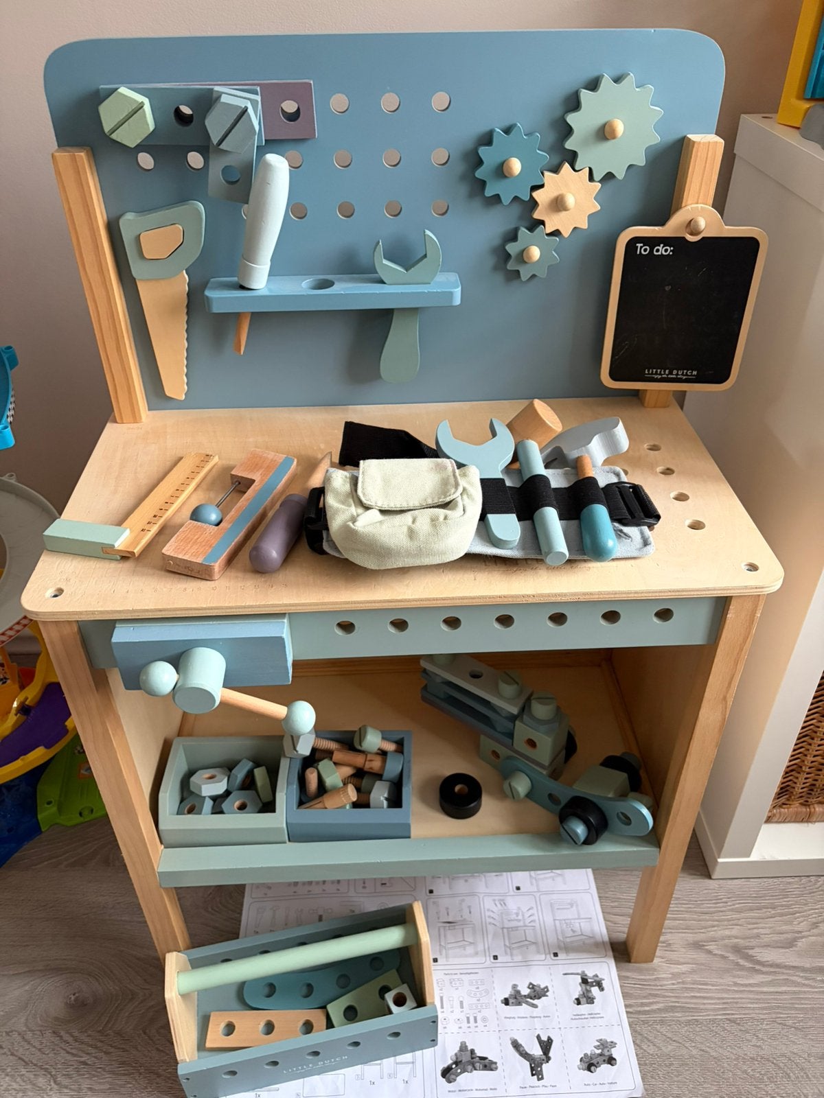 Little Dutch werkbank + gereedschapskist + gereedschapsriem, Kinderen en Baby's, Speelgoed | Houten speelgoed, Ophalen, Gebruikt