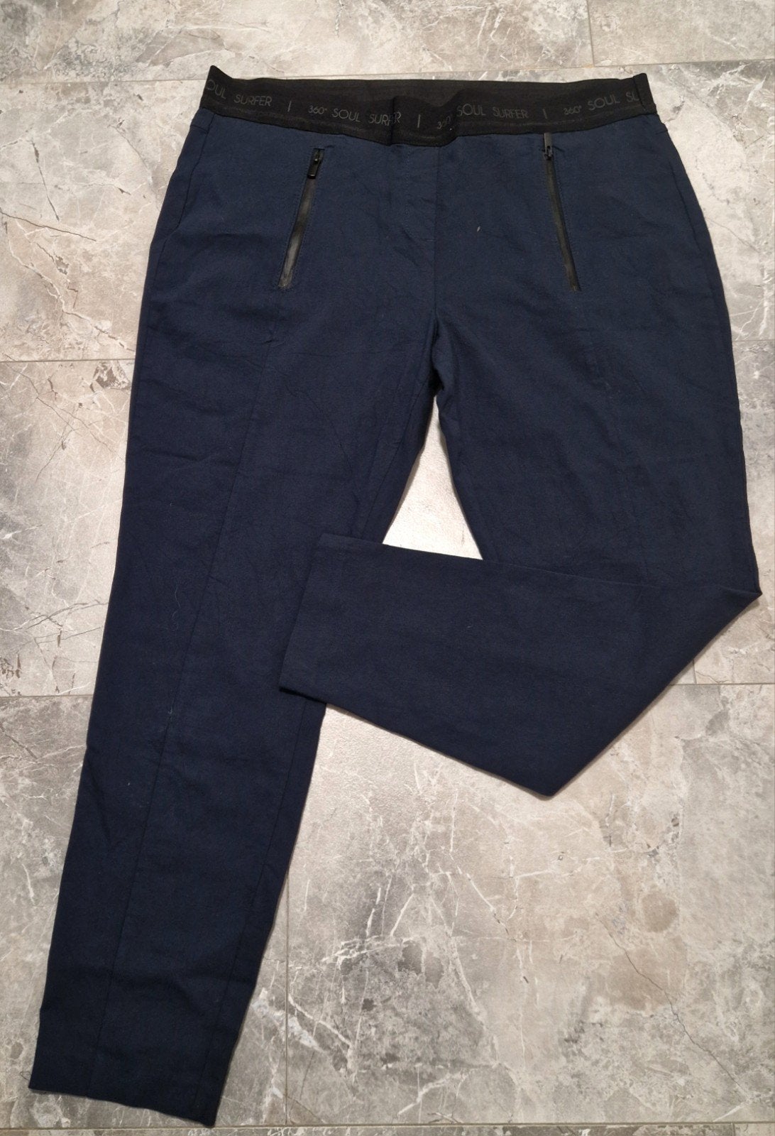 ​C&A Donkerblauwe Broek / Tregging met Ritsen - Maat 48, Kleding | Dames, Blauw, Maat 46/48 (XL) of groter, Ophalen of Verzenden