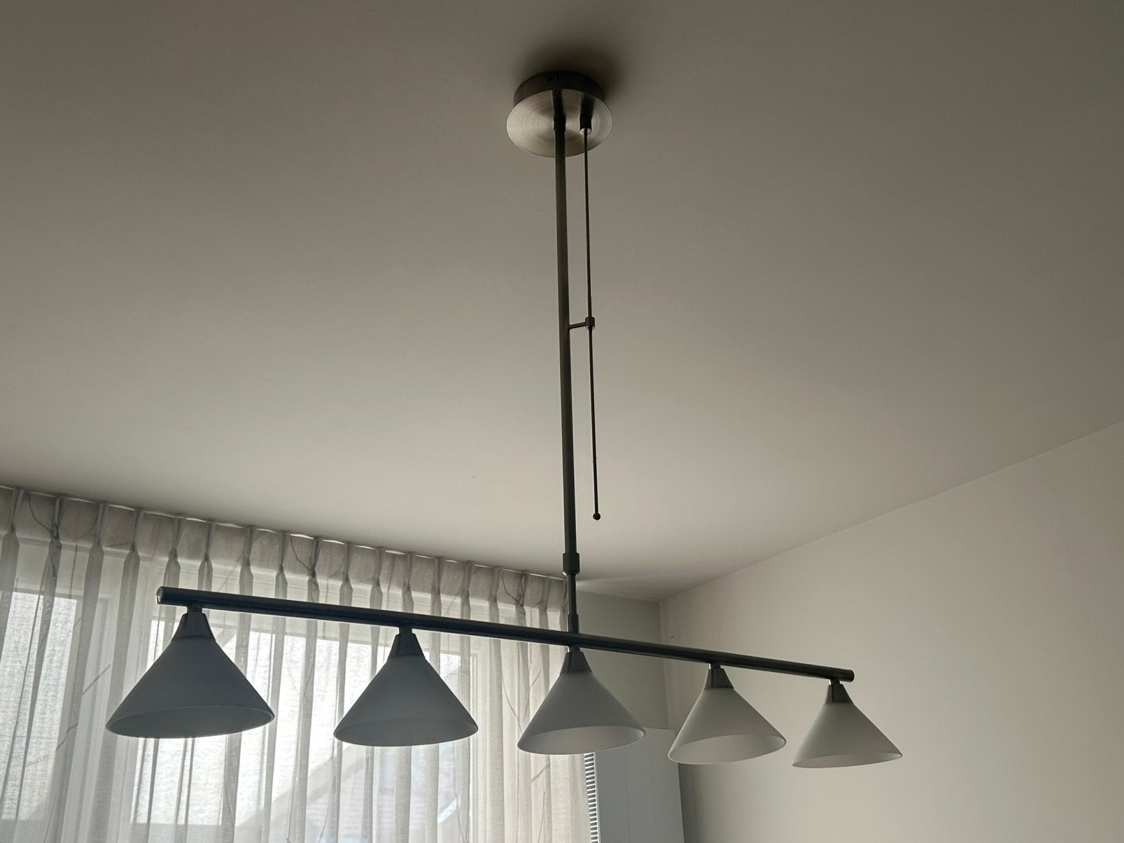Hanglamp of plafonlamp / 5 lamp / dimbaar, Ophalen, Zo goed als nieuw