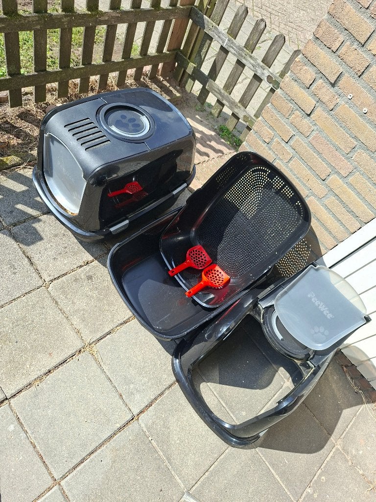 2 PeeWee EcoDome XXL kattenbak – zwart, Dieren en Toebehoren, Ophalen, Gebruikt, Gesloten